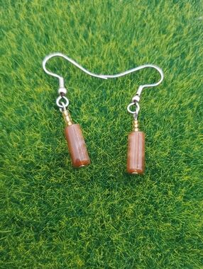 Handmade Brown Mocha Cream Bead Drop Earrings E1121